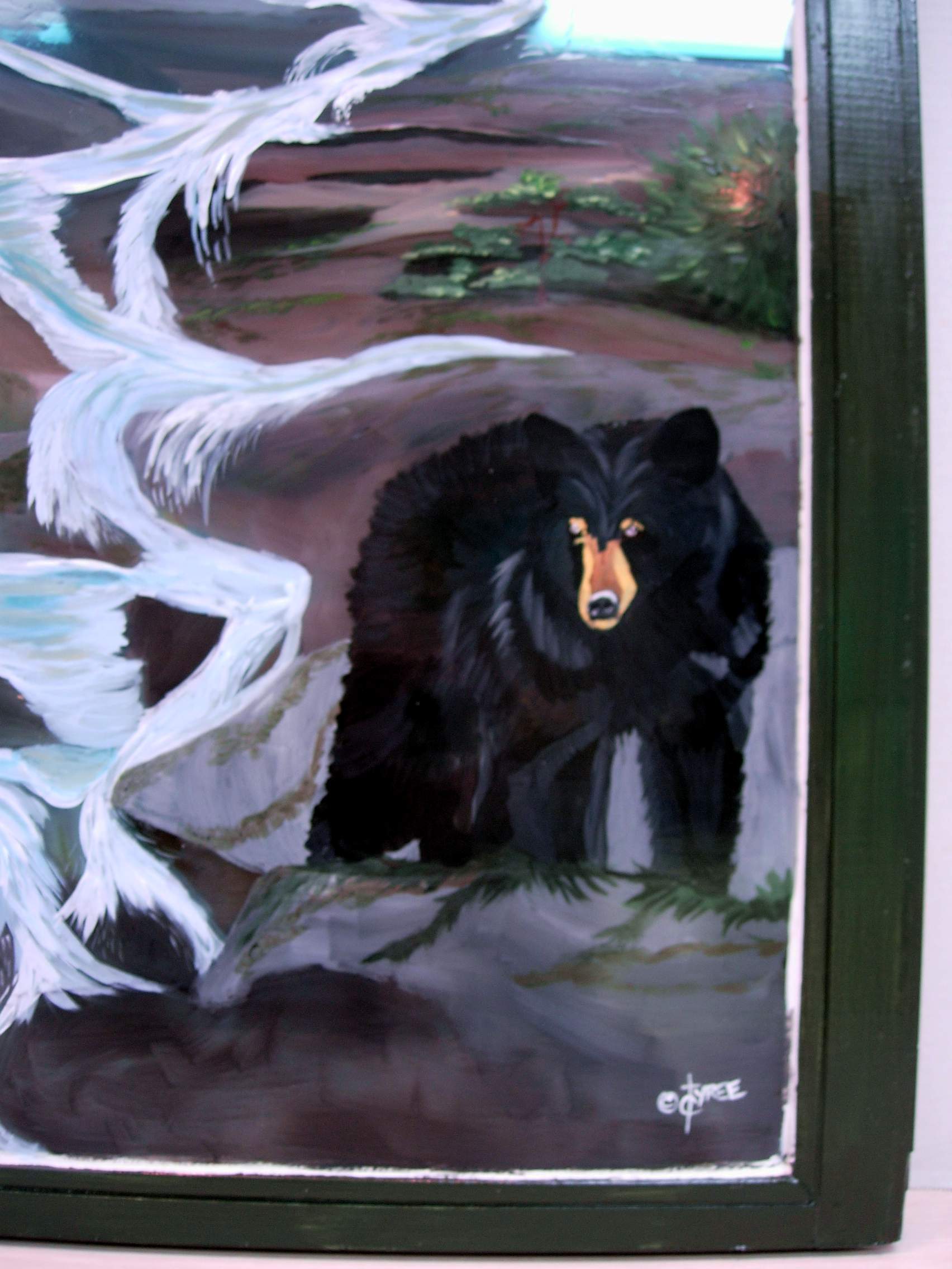 Bears Among Us Painting landscape art window original painting