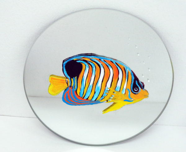Coral Reef Fish Mirrors - hand painted glass - painted glassware