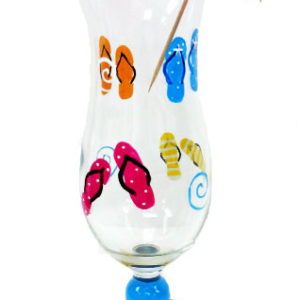 Flip Flop Hurricane Glass - Beach Wine Glass - painted glass