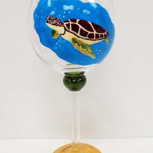 Sea Turtle Wine Glass - hand painted wine glass - personalized wine glass