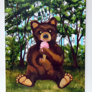 Fine Art Poster Bear Eating Ice Cream